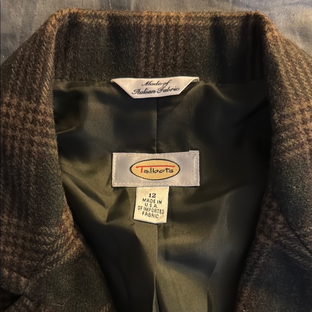 Talbots Green Plaid Women's Blazer Sz 12 - Picture 2 of 7